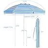 Tangkula 7.2 FT Beach Umbrella, Portable Outdoor Umbrella with Sand Anchor, Adjustable Tilt, Steel Pole, Carrying Bag, Outdoor Sunshade Shelter with Cup Holder for Beach, Poolside (Blue)