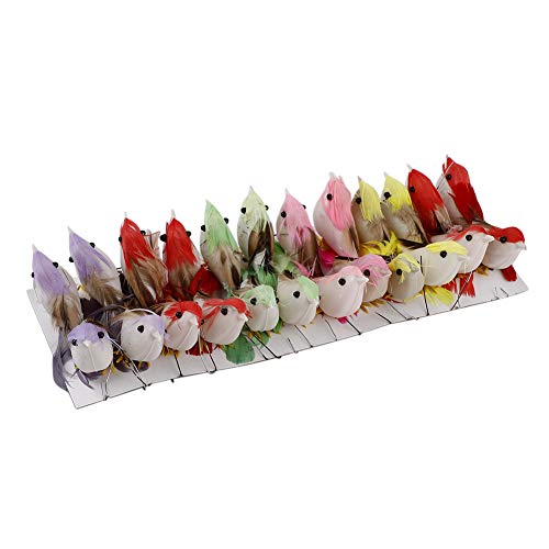 Small Simulation Foam Feather Bird Decorative Fake Birds, 24Pcs Artificial Simulation Foam Birds
