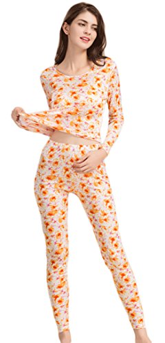CLC Women's 100% Silk Thermal Underwear Tight Underwear Sets XL Orange