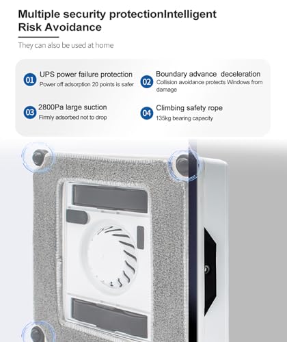 Window Cleaner Robot, 50ML Dual Water Tank, 3000Pa Strong Suction Smart Window Cleaning Robot, Support APP & Remote Control Robot Window Cleaner, Suitable for Outdoor/Indoor High Rise Windows - Image 3