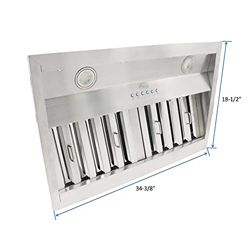 Awoco Rh-Bq-X36 18.5” Depth Ducted Built-In/Insert Stainless Steel Range Hood, 4-Speed, 700 Cfm, Led Lights, Baffle Filters For Wood Hood (36” Ducted) #TOP1
