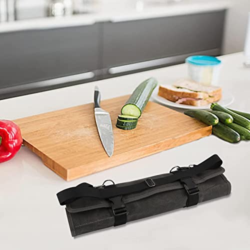 Chef’s Knife Roll, Roll Up Knife Bag, Multifunctional 11 Pockets Knife Carrying Case,Travel Knife Carrier Holder ,Large Capacity/Durable Waxed Canvas/ Ultralight Cultery Knife Protectors (Grey) #TOP5