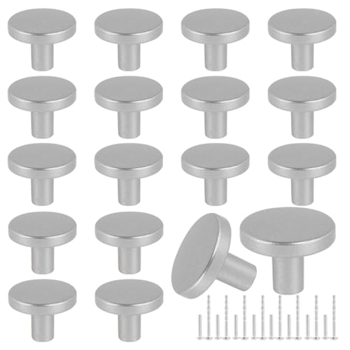 Romeda 18 Piece Drawer Knobs, Silver Cabinet Knobs with Screw, 30mm Drawer Pulls for Dresser, Kitchen, and Cabinet Drawers