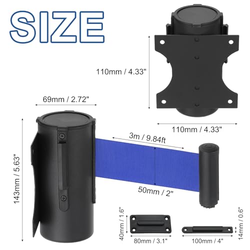 Barrière rétractable murale 3m fixation stable pour délimiter les files - 2
