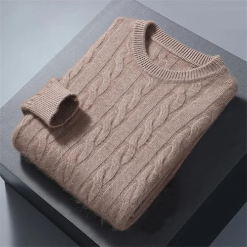 Disimlarl Men Thick Cable Knit Sweater Crew Neck Warm Jumpers Pullover Twisted Casual Sweaters2