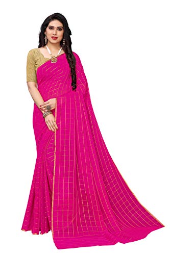 Image of AKHILAM Women's Chanderi Linen Saree with Blouse Piece
