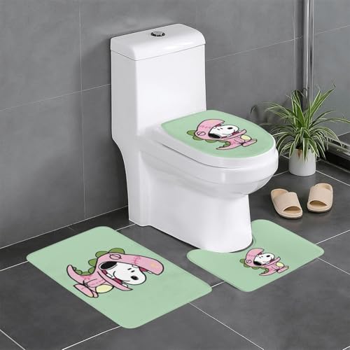 バスマット スヌーピー かわいい アニメ トイレマット 3点セット 便座カバー フタカバー 人気 漫画 足ふきマット 暖房 ふんわり 滑り止め 吸水 洗える 抗菌 防臭