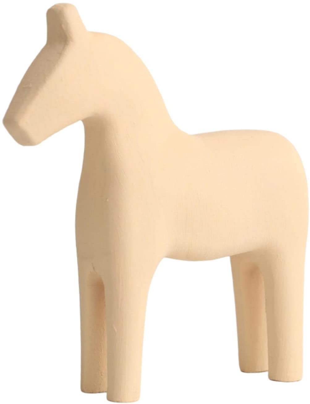 Wooden Horse Figurine Horse Statue Animal Ornaments for Home Office Table Top Decor - Cream
