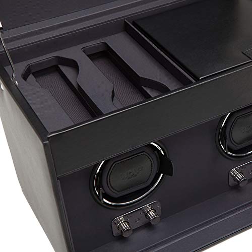 WOLF 270402 Heritage Double Watch Winder with Cover and Storage, Black