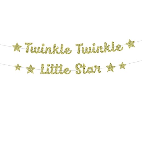 Twinkle Twinkle Little Star Banner in Gold Glitter for Baby Shower (DIY)