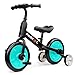 Fascol 3 en 1 Bicicleta de Equilibrio para 2-6 Años Niños, Triciclo para Bebes con Pedales Desmontables y Ruedas Auxiliares, Diseño de Asiento Elevador para Ajustar Alturas (Verde)