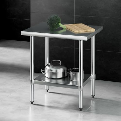 Cefito Stainless Steel Benches 610x760mm, Heavy-Duty Work Table with Adjustable Undershelf, 430 Food Grade, Kitchen Prep Bench for Home & Commercial Use