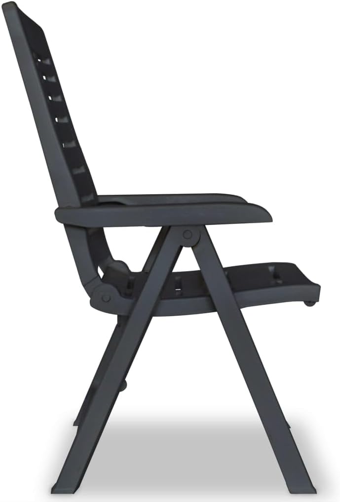 Reclining Patio Chairs 2 pcs Plastic Anthracite Lawn Chairs