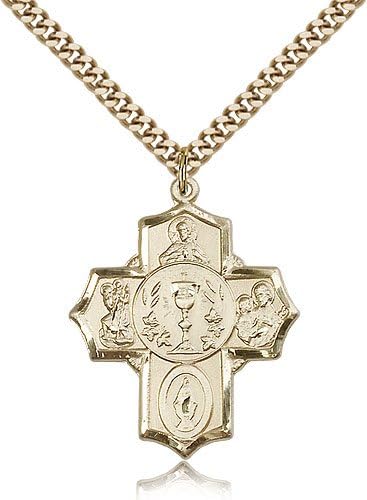 5-Way Medals - Gold Plated 5-Way Pendant Including 24 Inch Necklace