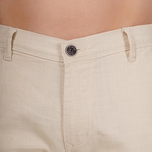 Image of Men's Regular Fit Linen Trousers | Slim Fit Lightweight Casual Pants | Stylish Dress Pants for Office or Travel | Premium Luxury Linen Trouser Pant with Breathable Comfort