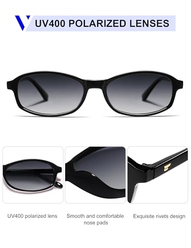 Image of VANLINKER Retro Polarized Rectangle Sunglasses Womens Trendy 90s Small Square Sunnies Vintage Narrow Thin Frame VL9855