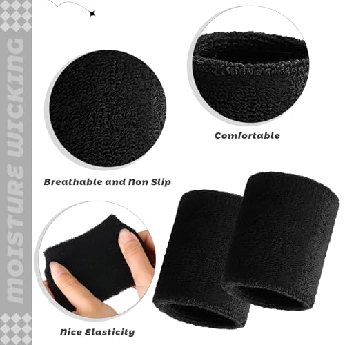 Image of Bememo 24 Pcs Wrist Sweatbands Bulk Sports Wrist Bands for Men Women Breathable Athletic Tennis Wristbands Stretchy Absorbent Cotton Terry for Basketball, Baseball, Gym, Working Out