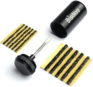 BriskMore Tubeless Bike Tire Repair Kit for MTB and Road Bicycle Tires,Fix a Puncture or Flat,Includes Storage Canister Plugger Tool and 40 Black Strips