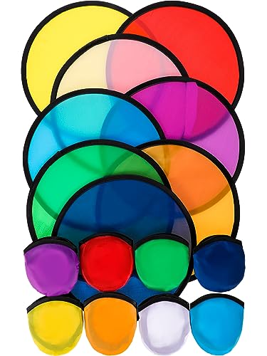 Gejoy Foldable Flying Disc Fans Bulk with Bags 9.8 Inch DIY Sublimation Handheld Cooling Fan Beach Flying Disc for Summer Outdoor Games Activities Birthday Wedding Party Favors(Mixed Color,24 Pcs)
