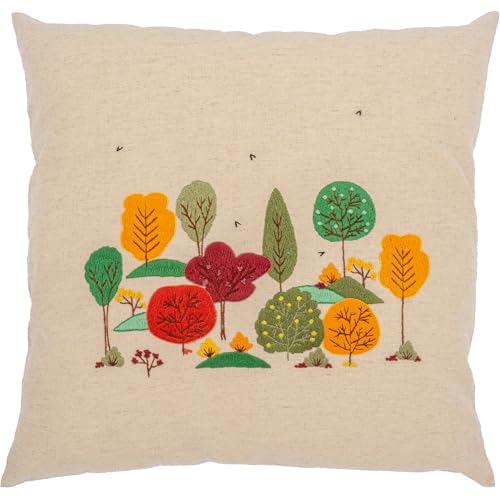 Coussin à broder forêt d'automne pour activité manuelle adulte au salon