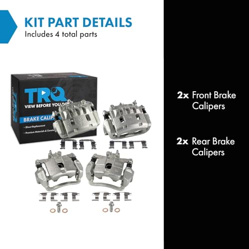 Image of TRQ Front and Rear Brake Caliper Set Zinc Coated Brackets Compatible with 2004-2008 Subaru Forester 2004-2005 Impreza
