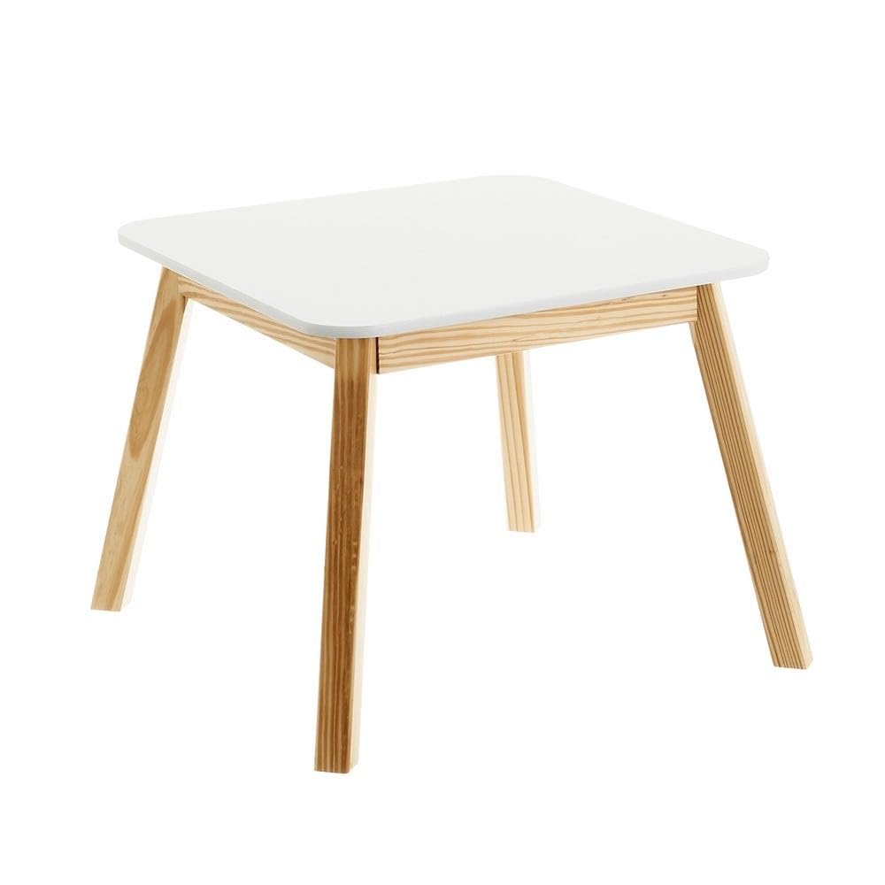 DRW Mesa Infantil de Madera MDF en Blanco y Natural