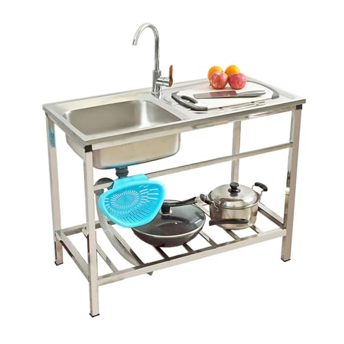 Stainless Steel Utility Sink with Shelves for Outdoors