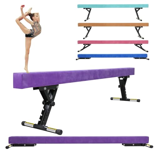 SportBob Gymnastics Beam 8ft High and Low Floor Balance Beam with 5 heights Adjustable Gymnastics Balance Beam for Kids Children Girls Training Home Gym Equipment for All Gymnastic