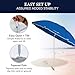 Chaby International | Caribbean Joe | Portable, Adjustable Tilt Beach Umbrella With UV Protection | Vented Canopy, Built-in Sand Screw Anchor, Carry Bag | 6 FT (Blue)