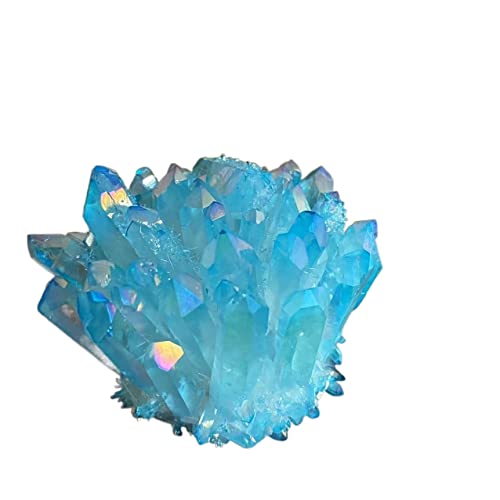 Sky Blue Aura Crystal Cluster Angel Wand Points Raw Clear Quartz Rough Topaz Lemurian Seed Prism Charms Ornaments (Size : 300-40