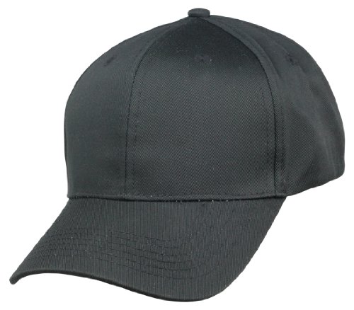 Blank Hat 6 Panel Pro Style Twill Youth Cap in Black, Black, Size Adjustable