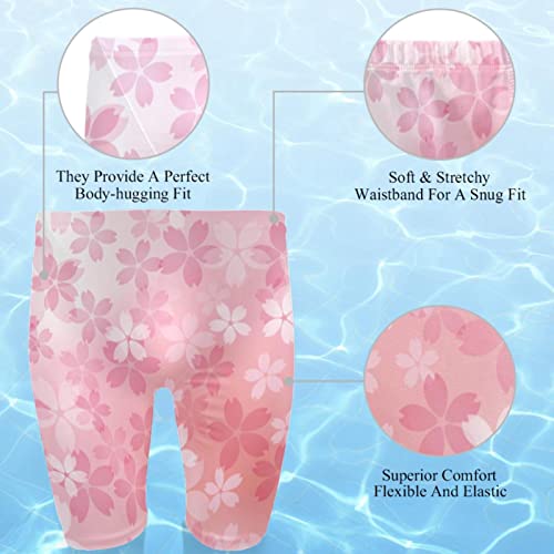 Traje de baño para hombre elástico y cómodo con estampado de cerezos en flor 2