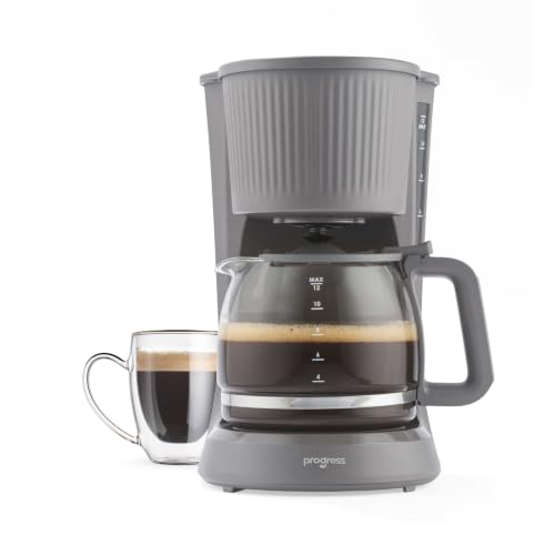 Progress Mellow Cafetera de goteo, jarra de vidrio 1,5 l, 750 W, gris