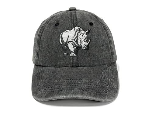 Horpe Rhino Baseball Hat for Rhinoceros Lover, Powerful Animal Gifts for Men Women, Wildlife Cap to Safari, Embroidered Cotton Dad Hat
