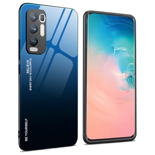 WEIOU Cover per OPPO Find X3 Neo, Slim Laureato Custodia Posteriore in Vetro Temperato 9H, Bordo in TPU Bumper in Silicone Protettiva Case - 7