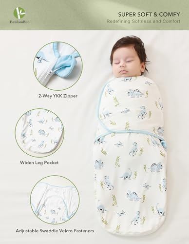 Image of Organic Baby Swaddle Sleep Sacks Newborn Swaddles Blanket Boys Girls Essentials Wearable Wrap, Little Dinosaur, 0-3Months