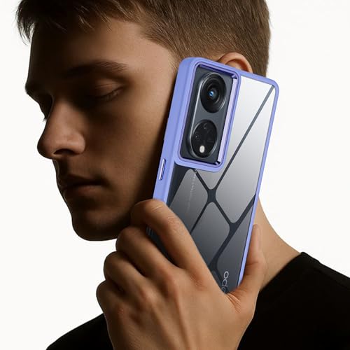Image of A rtistque Frosted Translucent Back Cover Case for Oppo Reno 8T 5G | Chrome Ring Design | Premium Matte Finish | Shockproof TPU | Slim Protective Design | Oppo Reno 8T Back Cover - Purple
