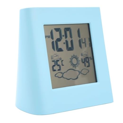Solar Powered Clock Battery Powered Alarm Clock Solar Charging Small Digital Clock for Weather Forcast LCD Display Clock (Blue)
