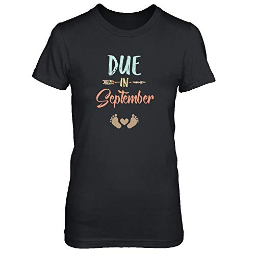 TeesPass Women's Due Date September 2026 Announcement Mommy Bump Pregnancy Shirt Ladies' Short Sleeve Tee (Black, 2XL)