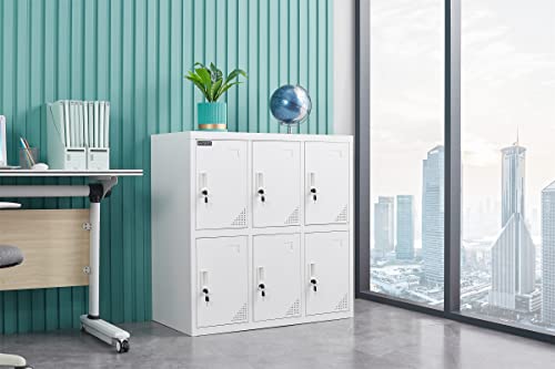 MAYROY Metal Locker Office Storage Locker Home Steel Locker School Storage Organizer, Storage Cabinet for Kids Students Employee (Full White, W6D) - Thumbnail 4