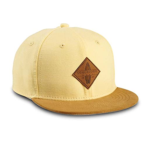 Soulbuddy Snapback Baseball Cap für Kinder - Hellgelb - Größe M, stylisches Cappy für Kleinkinder, individuell verstellbar, Sonnenschutz Kappe für Jungen und Mädchen Cover