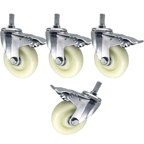 Roulettes industrielles M14 lot de 4 roues pivotantes en nylon 75mm avec frein