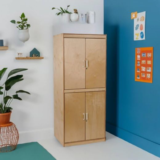 Constructive Playthings WB-1018 Birch Tall Lockable Teacher Storage Cabinet 30" W.x 72" H. x 24" D., Durable Classroom Furniture for Schools, Daycares & Learning Spaces