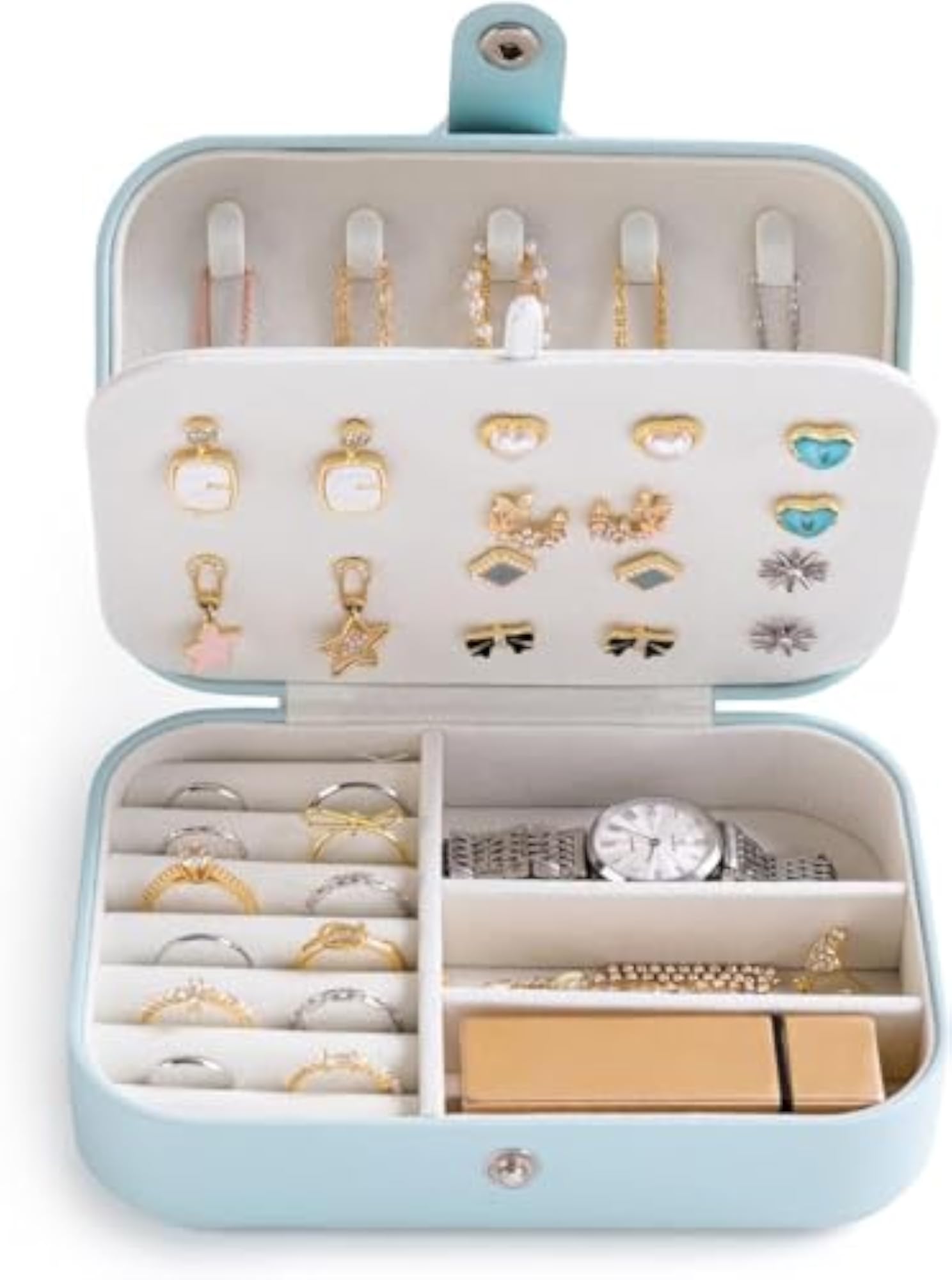 Portable Mini PU Leather Small Jewelry Box, Travel Case