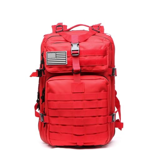 GUJOIN 50L Strapazierfähiger Nylon Wasserdichter Angeln Jagdrucksack Outdoor Militär Rucksäcke Taktische Sport Camping Wandertaschen (Red) – Ansicht 5