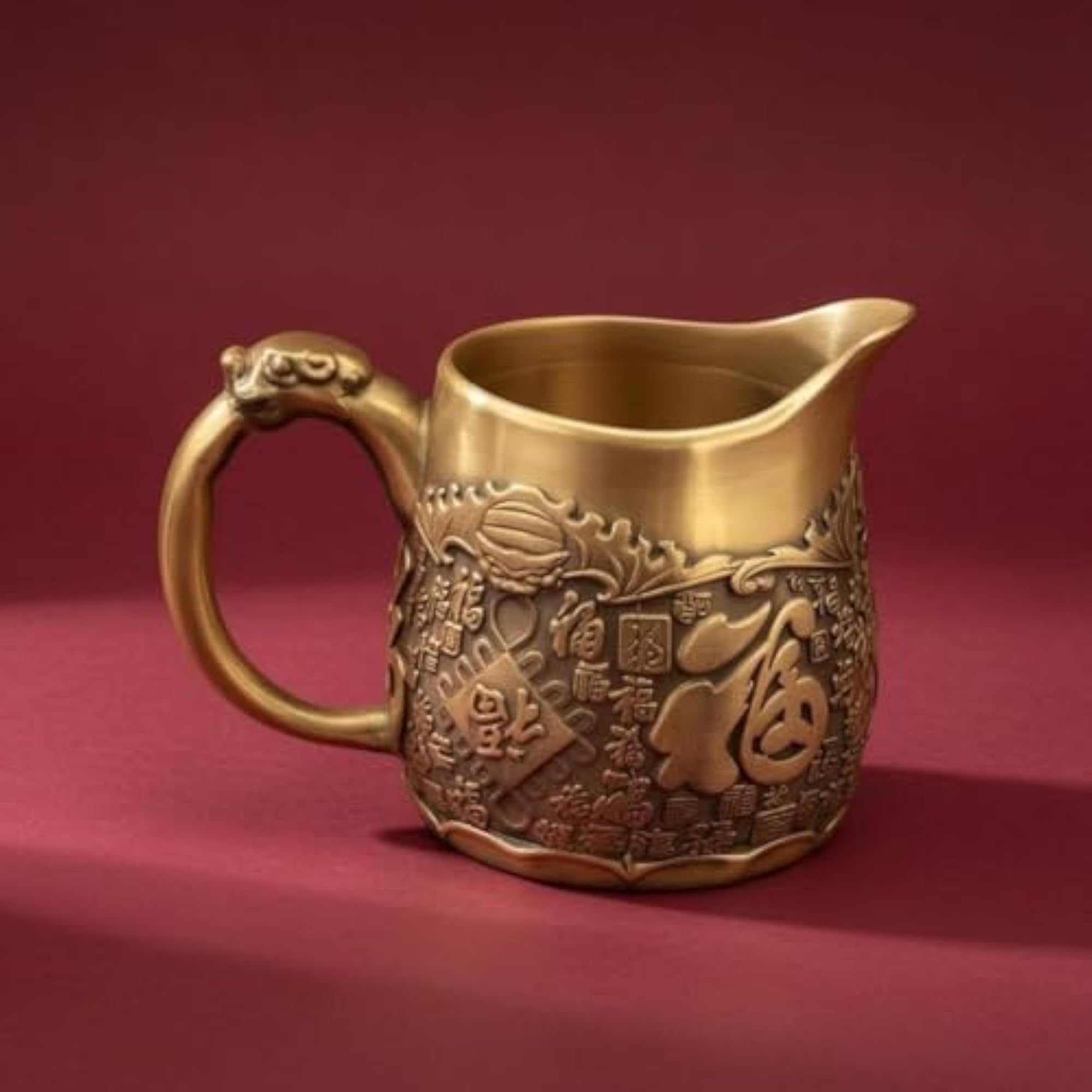 Antique-Gold Tea Fairness Cup, Raised Metal Design