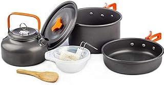 Ship Portable Outdoor Cooking Set Pot Bowl Teapot Coffee Kettle Set Cookware Tableware for Camping Picnic Hiking