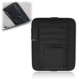 YIPFEN Organizer per Parasole Auto, Porta Carte e Occhiali Multifunzionale in Pelle PU, Tasca Portaoggetti per Occhiali da Sole, Penne, Biglietti da Visita (Nero)