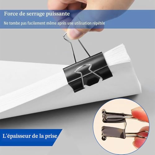 XFentech 10 Pièces Pince Métal - Pinces Noires Pinces à Documents Pince Papier Clip 51mm Multi-fonctions Binder Clips Fournitures de Bureau – vue 5