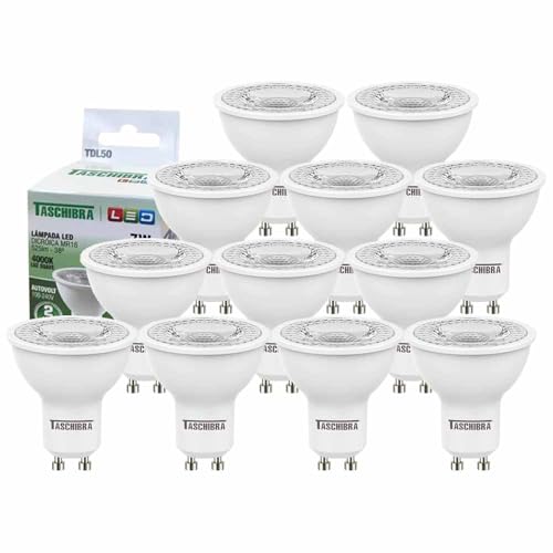 12 Lâmpada Led Dicróica Mr16 Tdl 50 7w Gu10 Taschibra 4000k